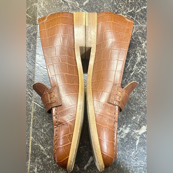 Jenni Kayne Brown Croc-Embossed Loafers - Picture 5 of 11